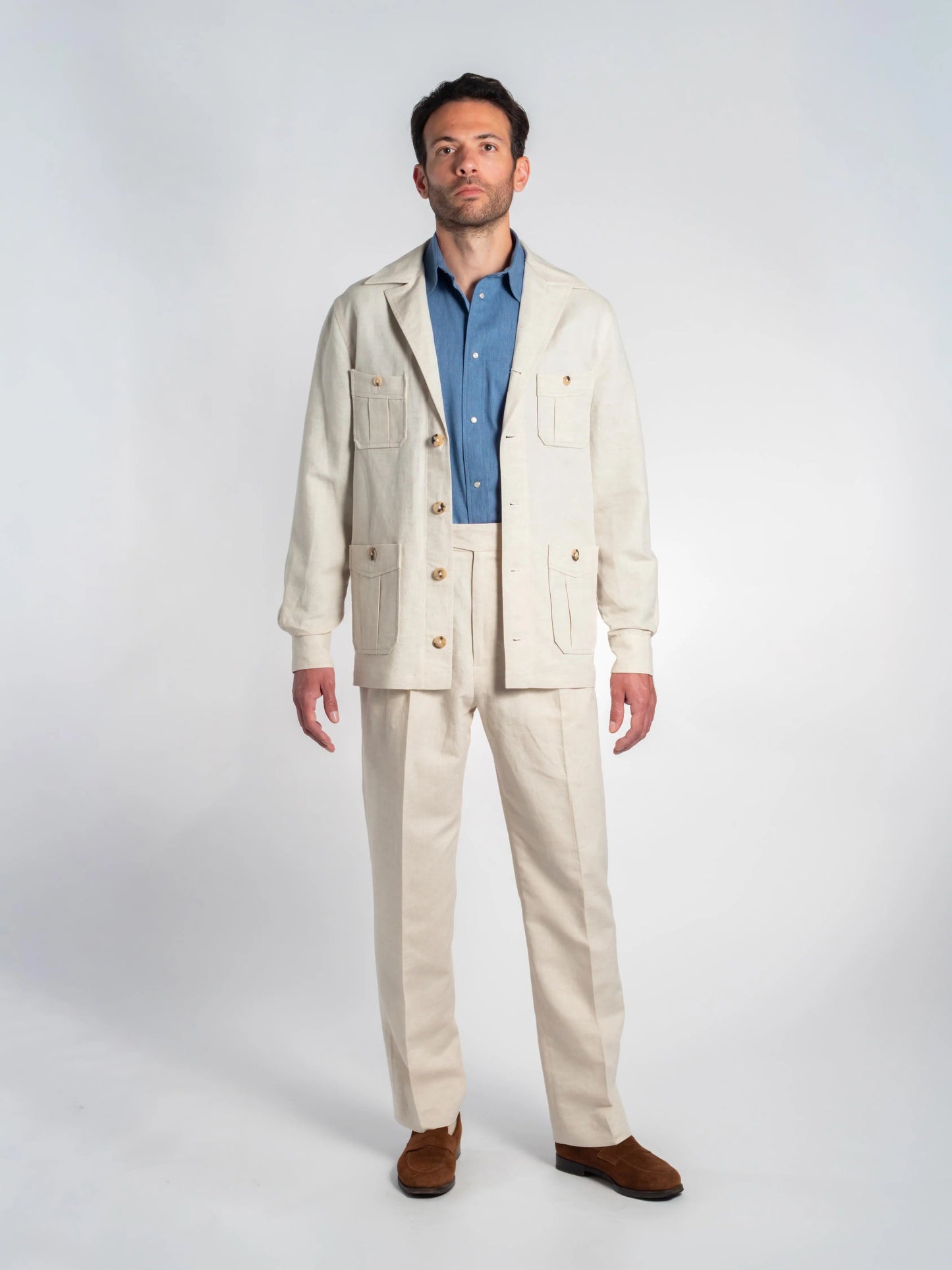 VESTE SAHARIENNE TONIO COTON/LIN ÉCRU FRIMAIRE PARIS