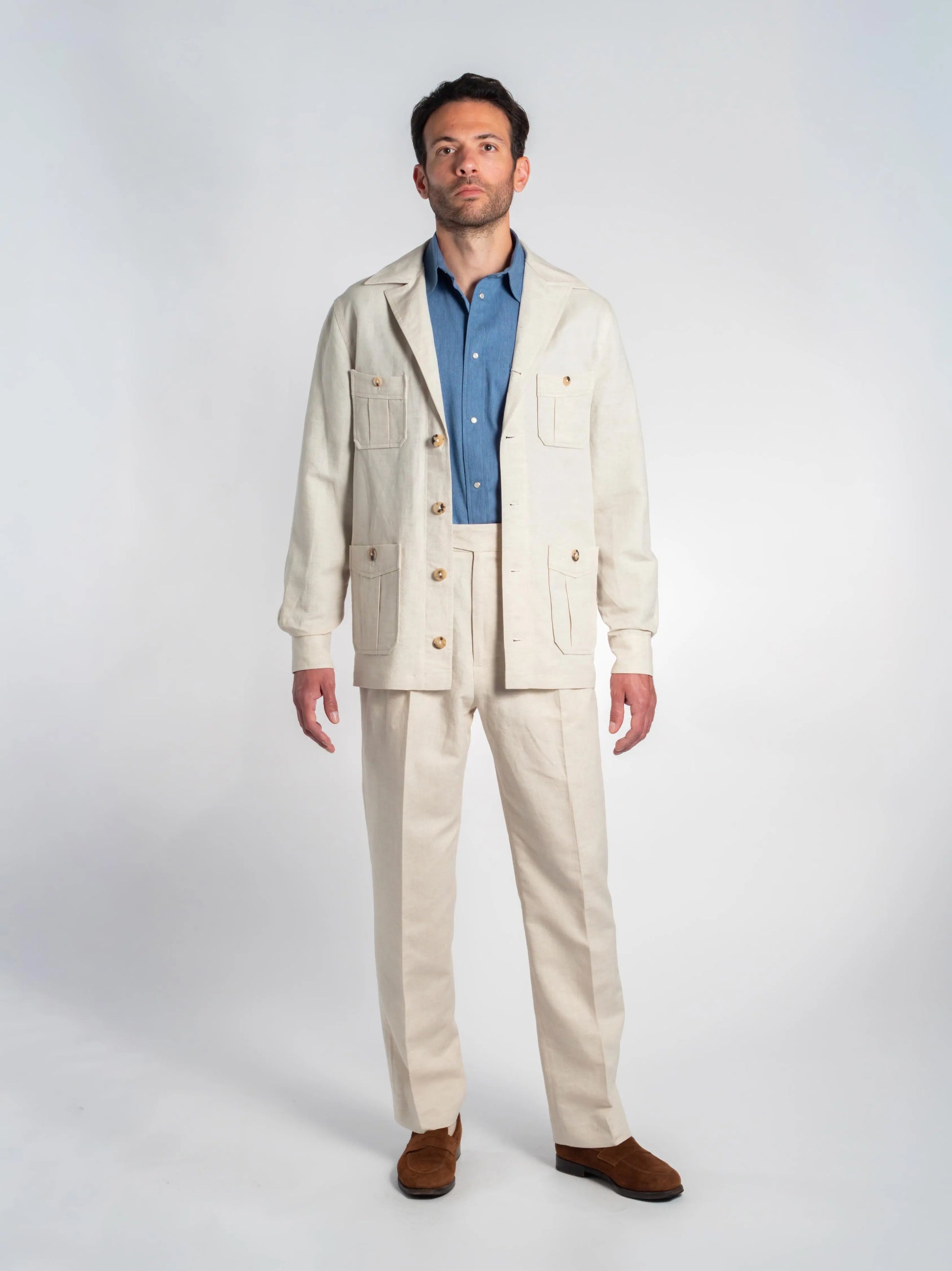 VESTE SAHARIENNE TONIO COTON/LIN ÉCRU FRIMAIRE PARIS