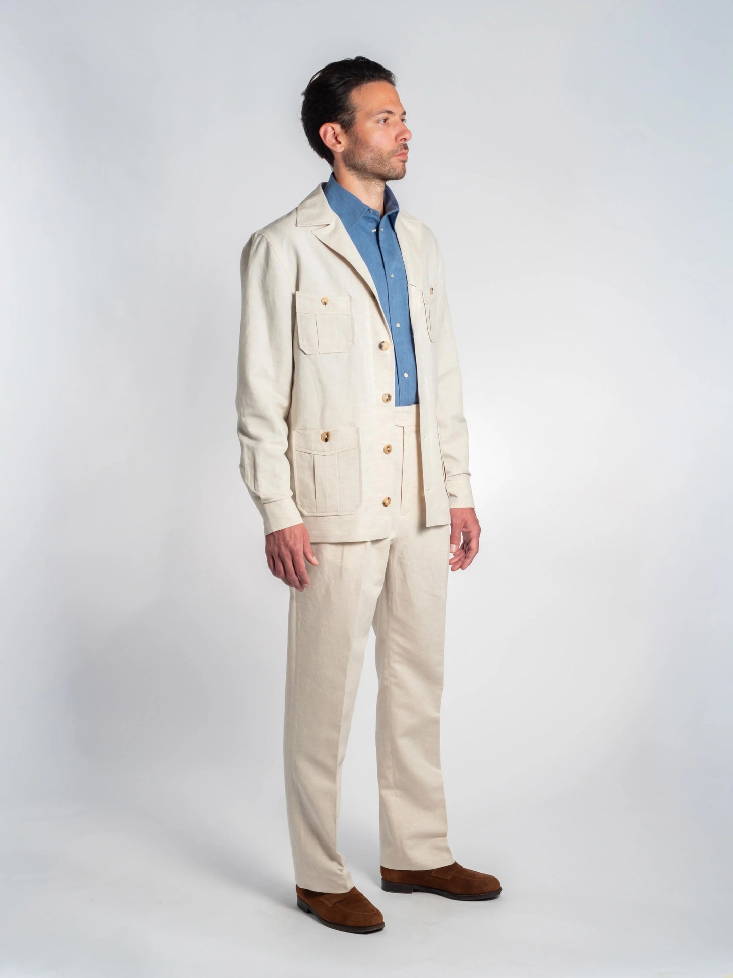 VESTE SAHARIENNE TONIO COTON/LIN ÉCRU FRIMAIRE PARIS