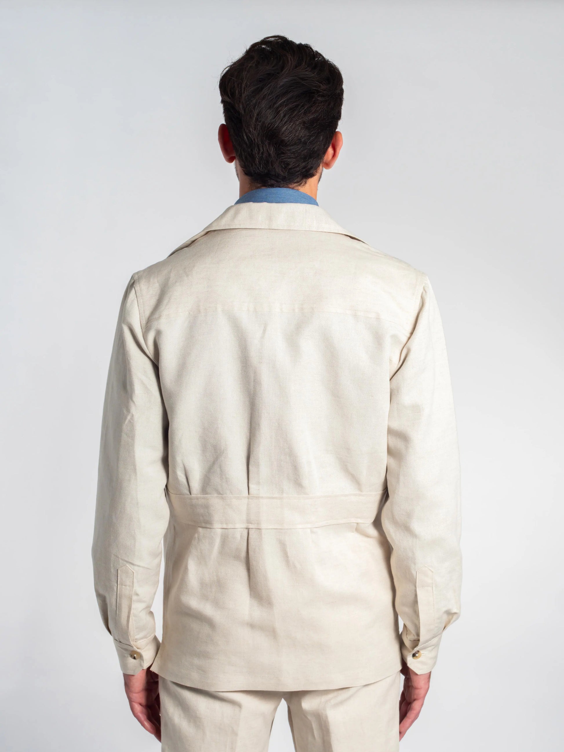 VESTE SAHARIENNE TONIO COTON/LIN ÉCRU FRIMAIRE PARIS