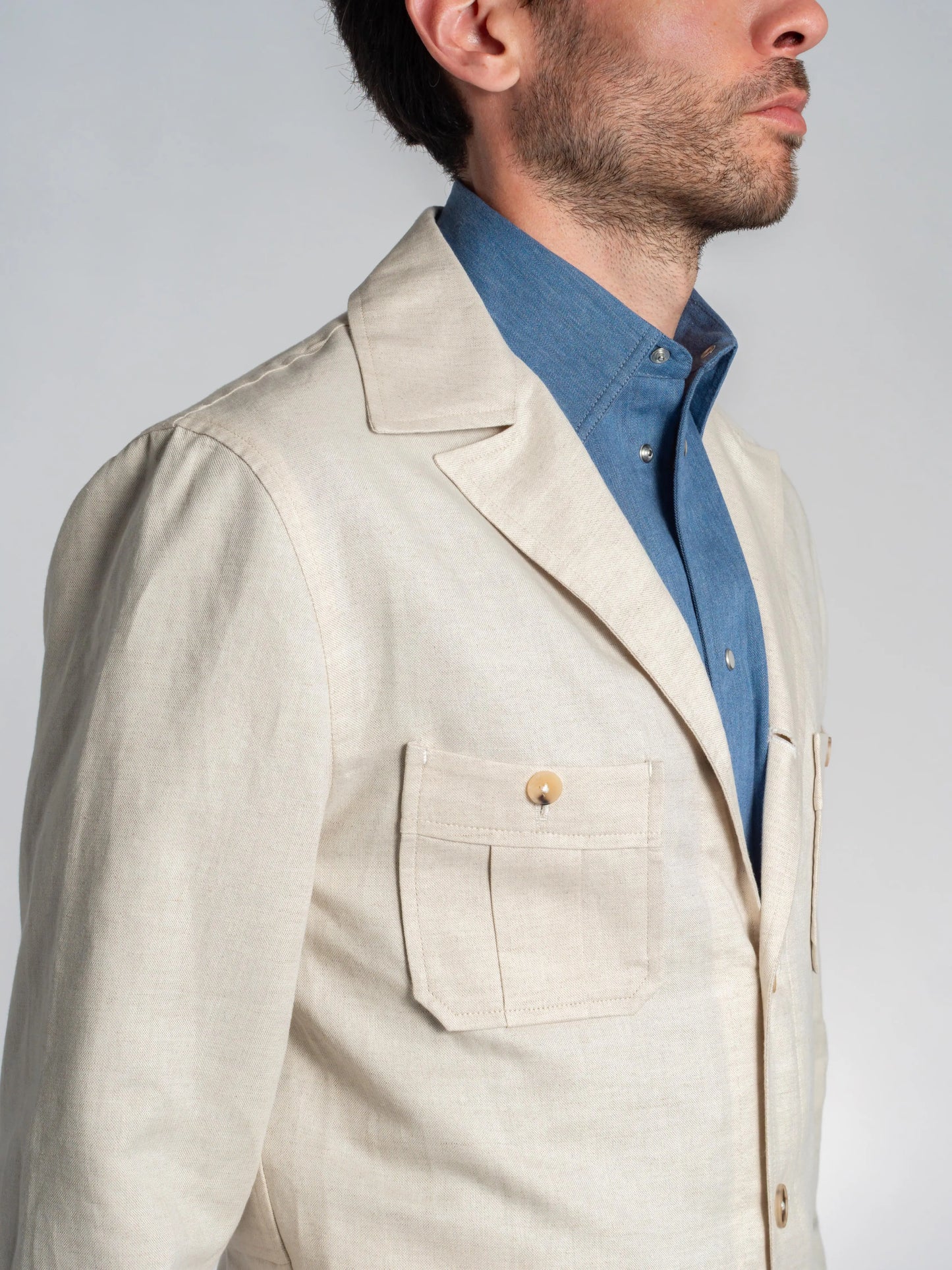 VESTE SAHARIENNE TONIO COTON/LIN ÉCRU FRIMAIRE PARIS