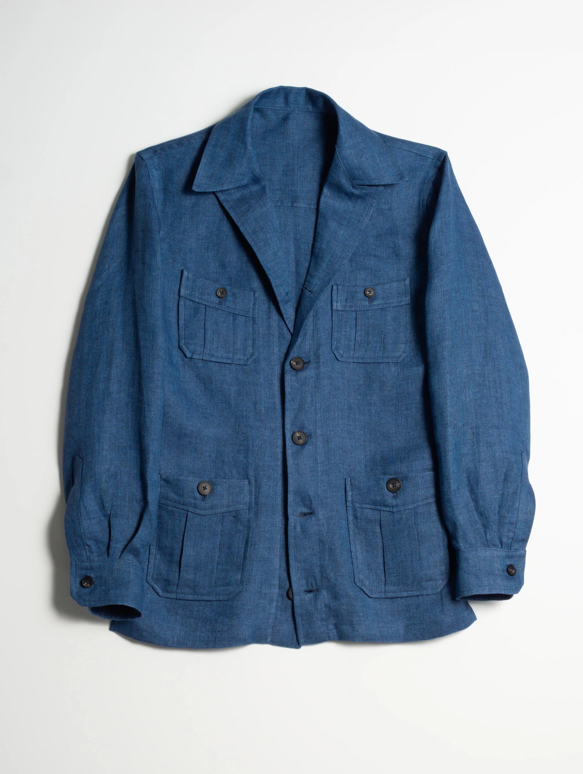 VESTE SAHARIENNE TONIO 100% LIN BLEU FRIMAIRE PARIS