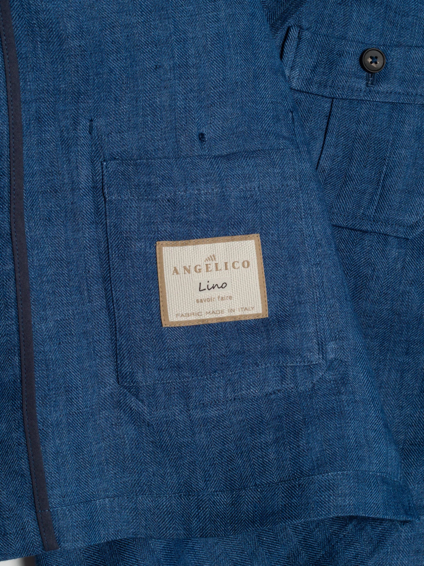 VESTE SAHARIENNE TONIO 100% LIN BLEU FRIMAIRE PARIS