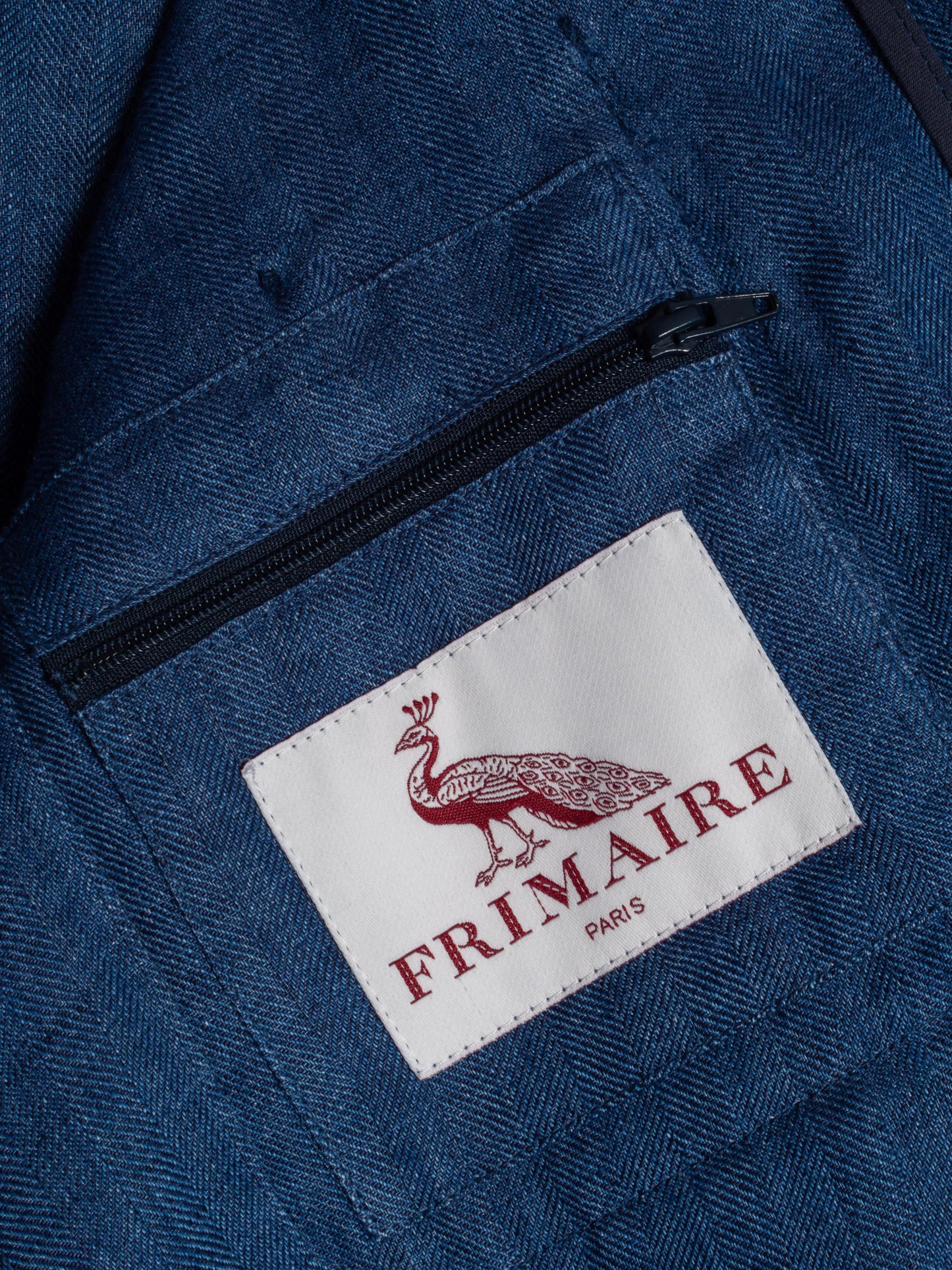 VESTE SAHARIENNE TONIO 100% LIN BLEU FRIMAIRE PARIS